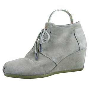 TOMS Women's 9M Brown Suede Lace-Up Wedge Ankle Booties Casual